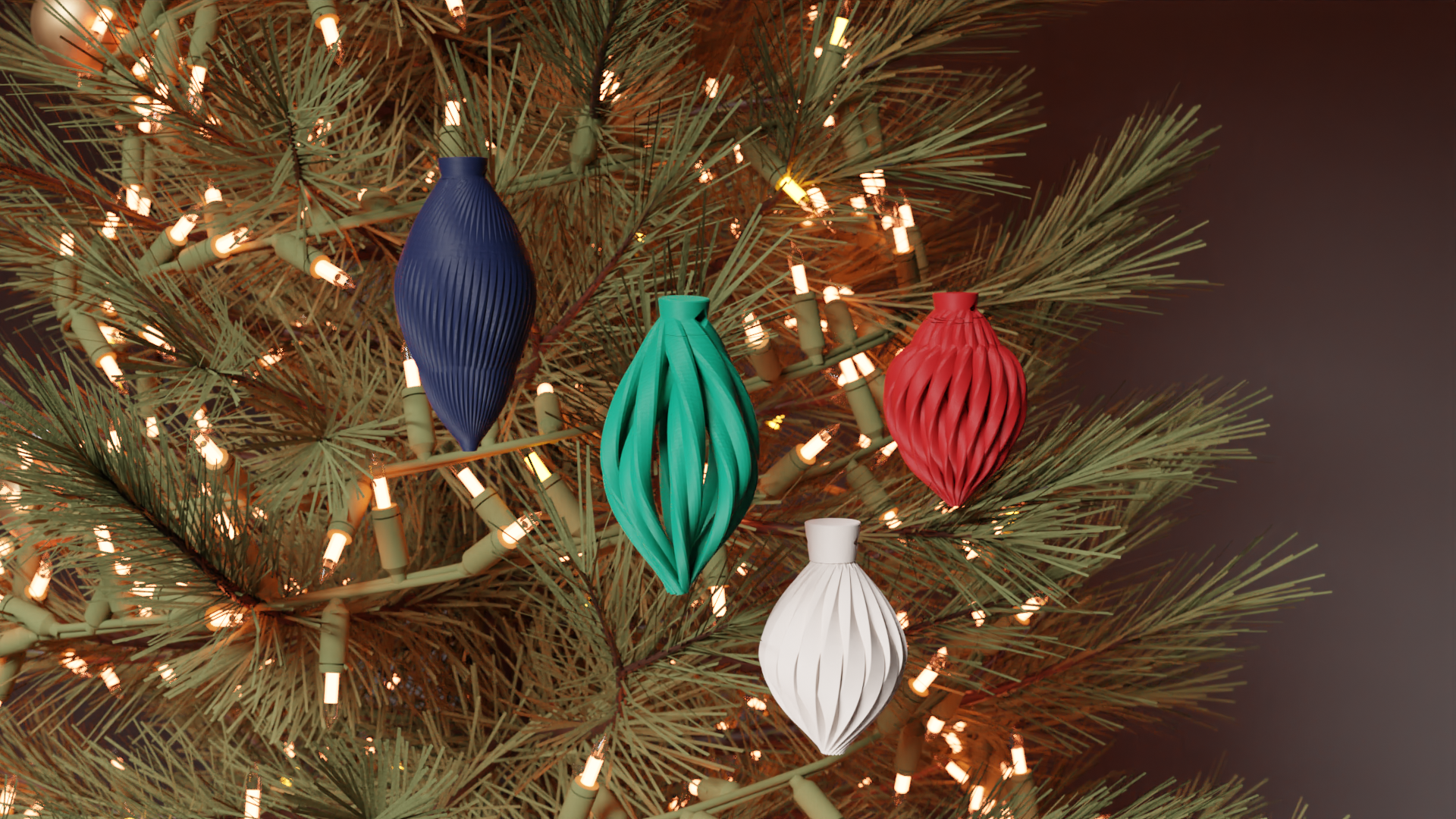 Christmas Tree Bauble. 4 Modern Tree Decorations