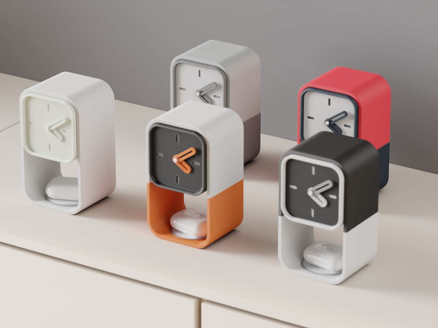 Desk Clock With Airpod Charger and Storage.