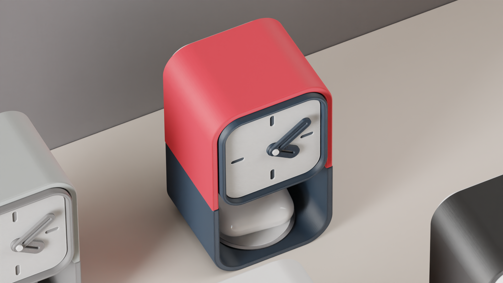 Desk Clock With Airpod Charger and Storage.