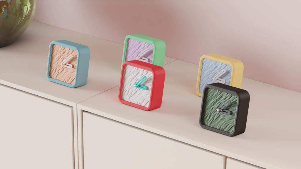 Desktop Clock. Small clock with fur effect face
