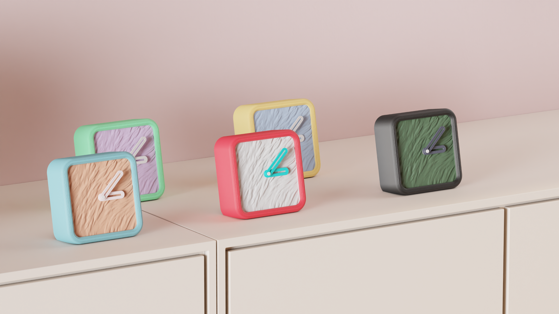 Desktop Clock. Small clock with fur effect face